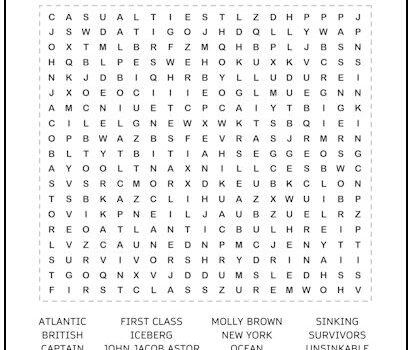 Titanic Word Search Puzzle