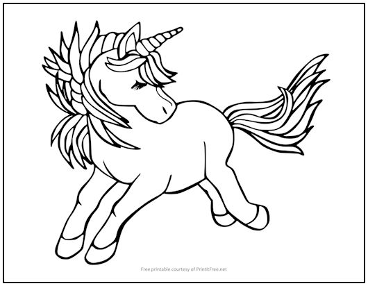 Galloping Unicorn Coloring Page