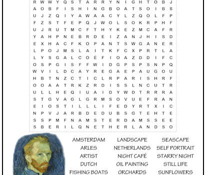 Vincent Van Gogh Word Search Puzzle