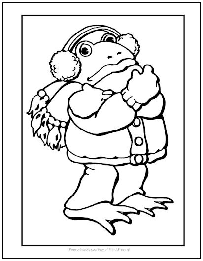 Winter Frog Coloring Page