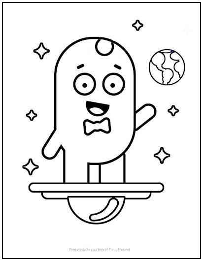 Alien in Outer Space Coloring Page