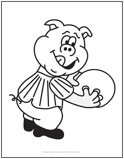 Bowling Pig Coloring Page