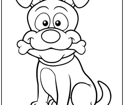 Dog with Bone Coloring Page
