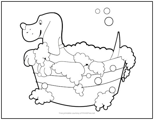 Dog in Bathtub Coloring Page