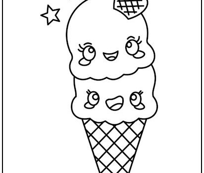 Double Ice Cream Cone Coloring Page