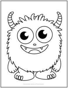 Furry Monster Coloring Page | Print it Free