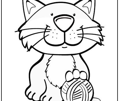 Kitten with Yarn Coloring Page