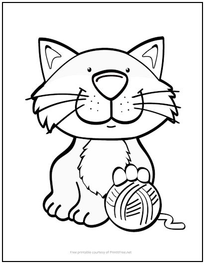 Kitten with Yarn Coloring Page