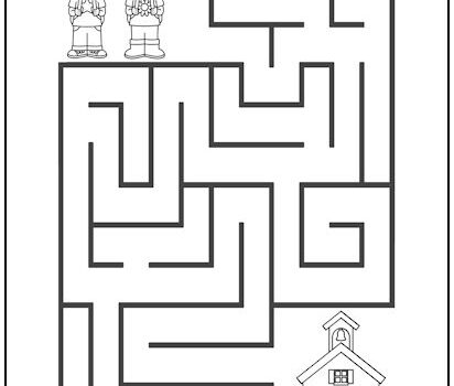 Children and Schoolhouse Maze