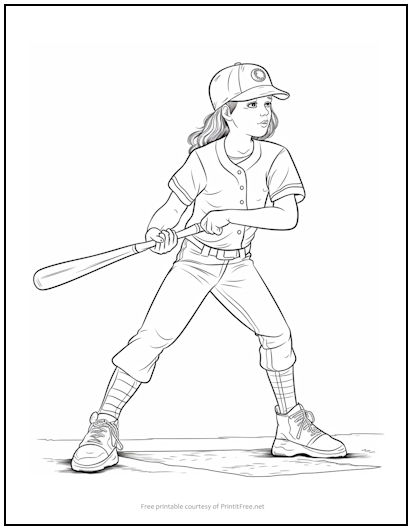 Baseball Girl Coloring Page