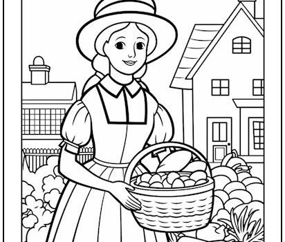 Colonial Girl Coloring Page