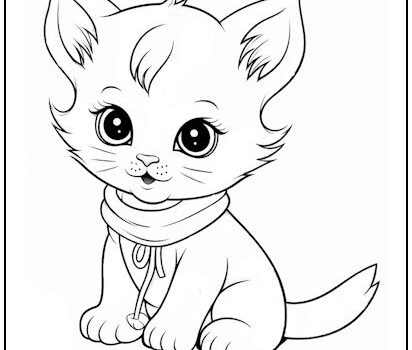 Adorable Kitten Coloring Page