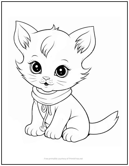 Adorable Kitten Coloring Page