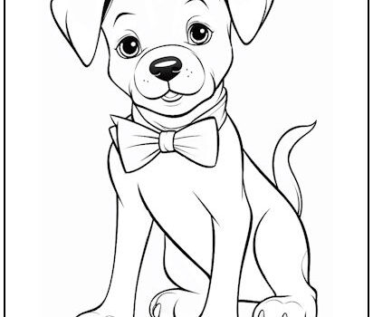 Bow Tie Puppy Coloring Page
