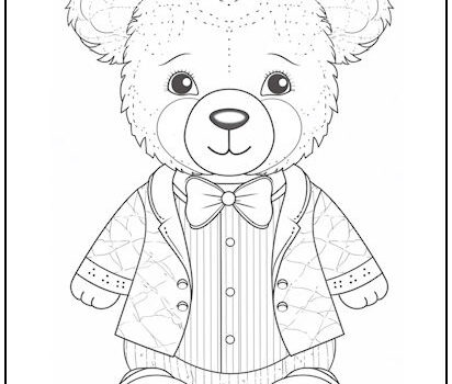 Dapper Teddy Bear Coloring Page