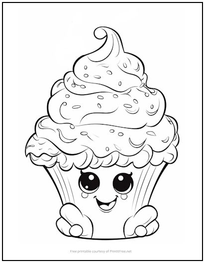 Smiling Sundae Coloring Page