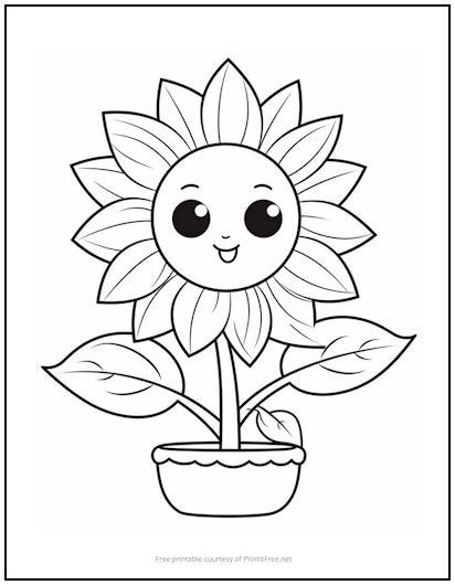 Happy Sunflower Coloring Page