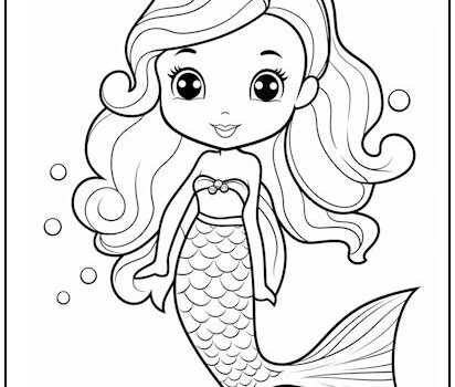 Young Mermaid Coloring Page Young Mermaid Coloring Page