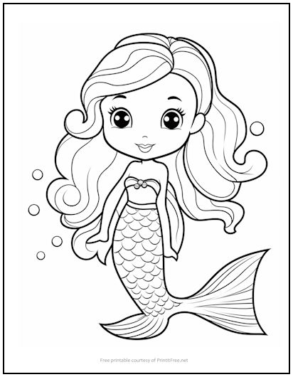 Young Mermaid Coloring Page