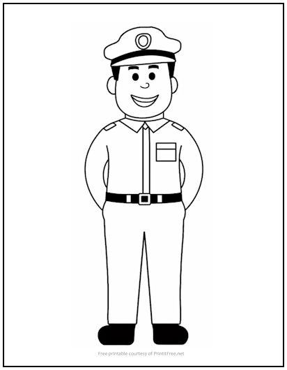Happy Policeman Coloring Page