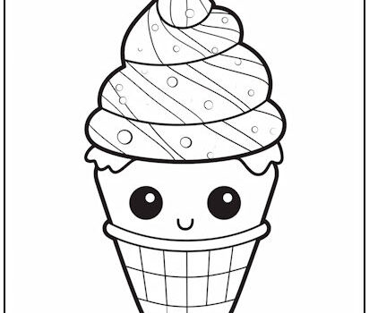 Kawaii Ice Cream Coloring Page
