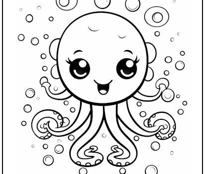Kawaii Octopus Coloring Page