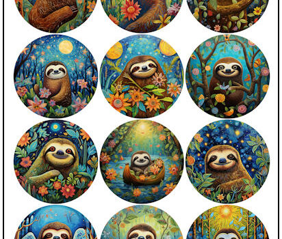 Sloth Naive Art 2-1/4″ Fridge Magnet Designs