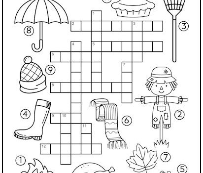 Autumn Crossword Puzzle for Kids