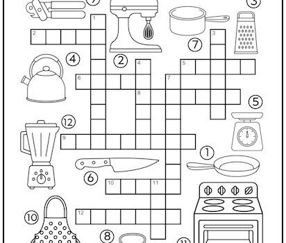 Kitchen Crossword Puzzle for Kids