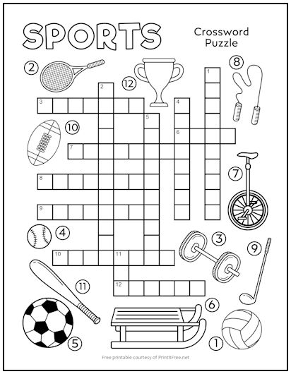 Sports Crossword Puzzle for Kids