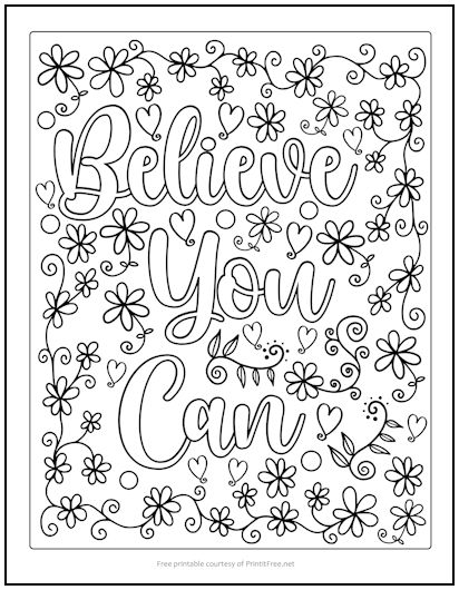 Believe You Can Coloring Page