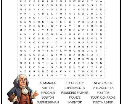 Benjamin Franklin Word Search Puzzle