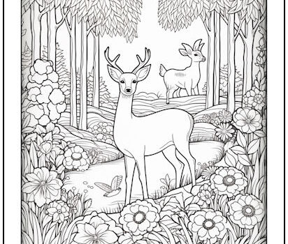 Deer in the Forest Coloring Page