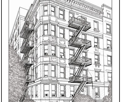 Downtown Apartment Coloring Page