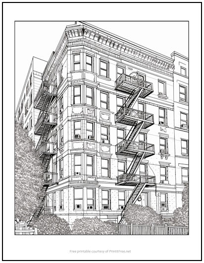 Downtown Apartment Coloring Page - Downtown Apartment 