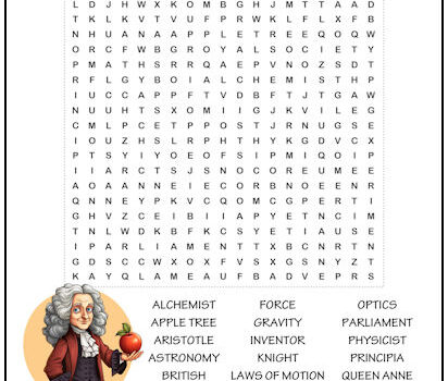 Sir Isaac Newton Word Search Puzzle