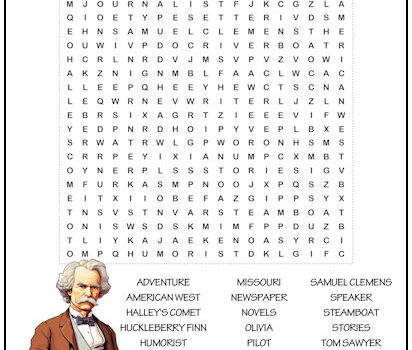 Mark Twain Word Search Puzzle