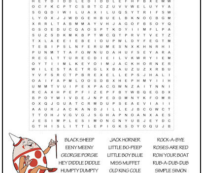 Mother Goose Word Search Puzzle
