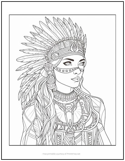 Printable Native American Coloring Pages 2025 