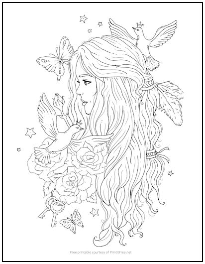 Nature Girl Coloring Page