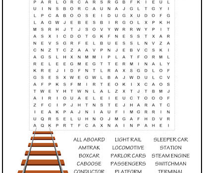 Ridin’ the Rails Word Search Puzzle