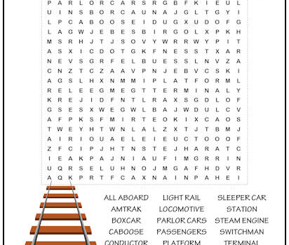 Ridin' the Rails Word Search Puzzle