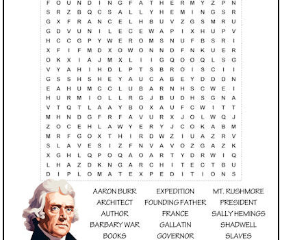 Thomas Jefferson Word Search Puzzle