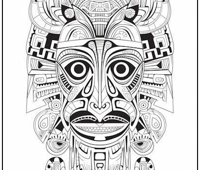 Tribal Mask with Tears Coloring Page