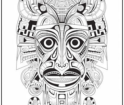 Tribal Mask with Tears Coloring Page Tribal Mask with Tears Coloring Page
