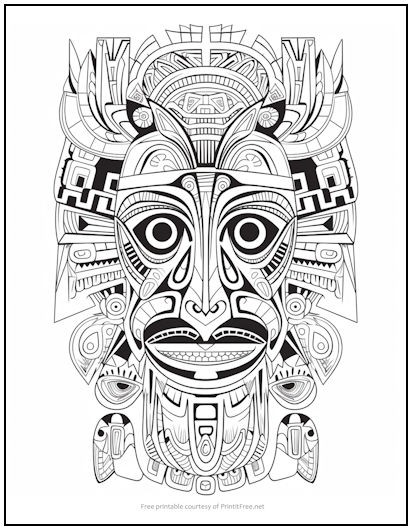 Tribal Mask with Tears Coloring Page