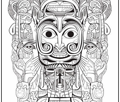 Tribal Mask Happy Coloring Page