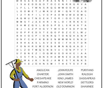 The Virginia Colony Word Search Puzzle