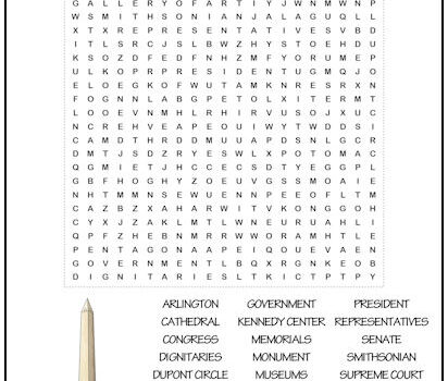 Washington D.C. Word Search Puzzle