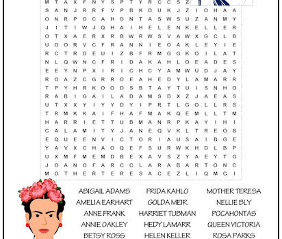 Women in History Word Search Puzzle